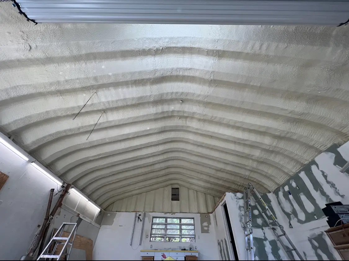 Spray polyurethane foam applied to the underside of a metal roof deck in Wilkes-Barre